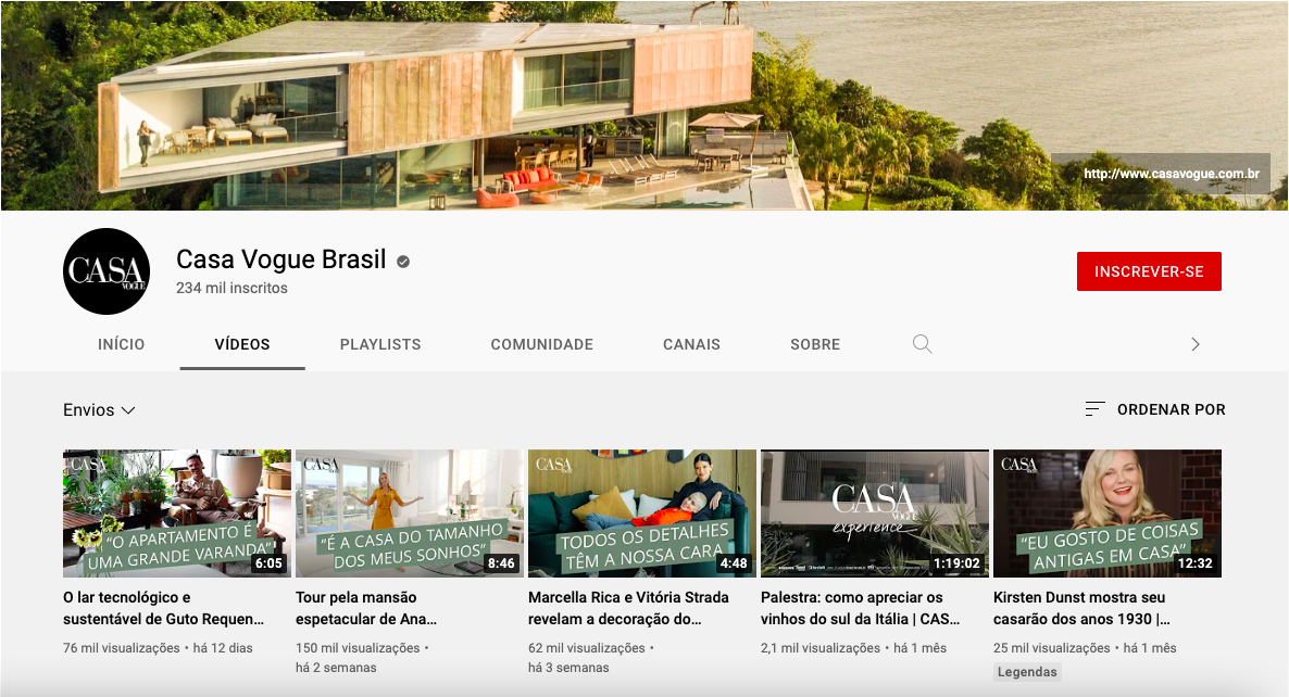 canal de arquitetura Casa Vogue Brasil